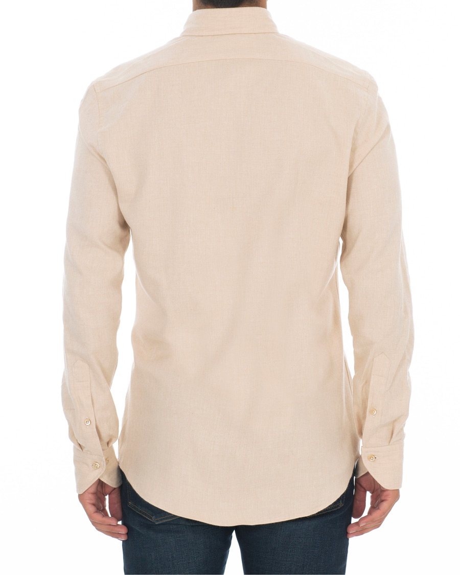 Heren | Overhemden | Stenströms | Slimline Flannel Shirt Beige