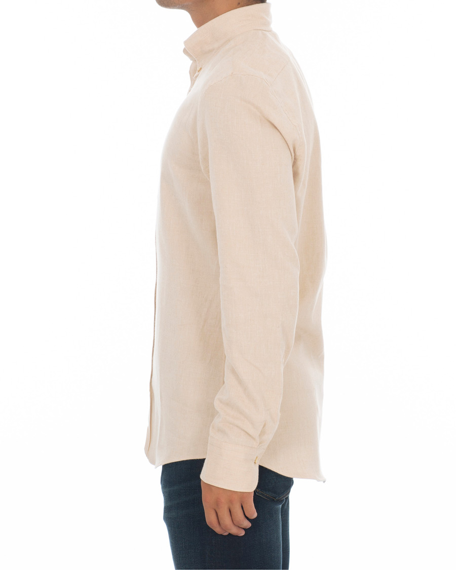Heren | Overhemden | Stenströms | Slimline Flannel Shirt Beige