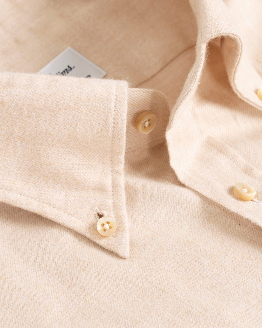 Heren | Overhemden | Stenströms | Slimline Flannel Shirt Beige