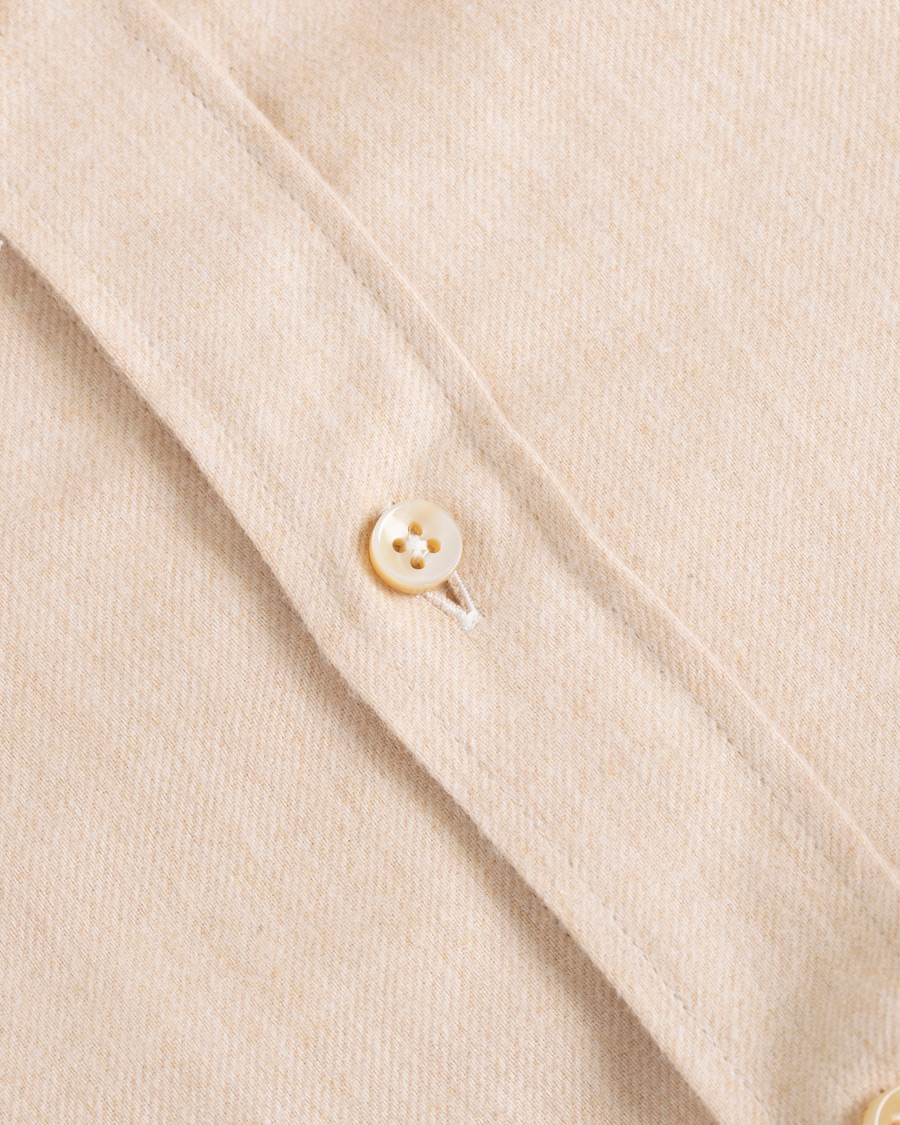 Heren | Overhemden | Stenströms | Slimline Flannel Shirt Beige