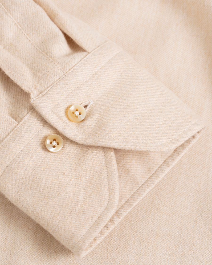 Heren | Overhemden | Stenströms | Slimline Flannel Shirt Beige