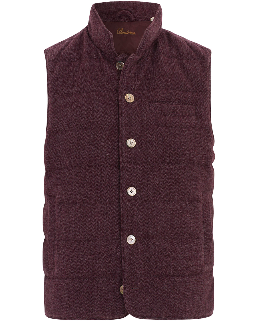 Heren | Jassen | Stenströms | Quilted Herringbone Wool Vest Red