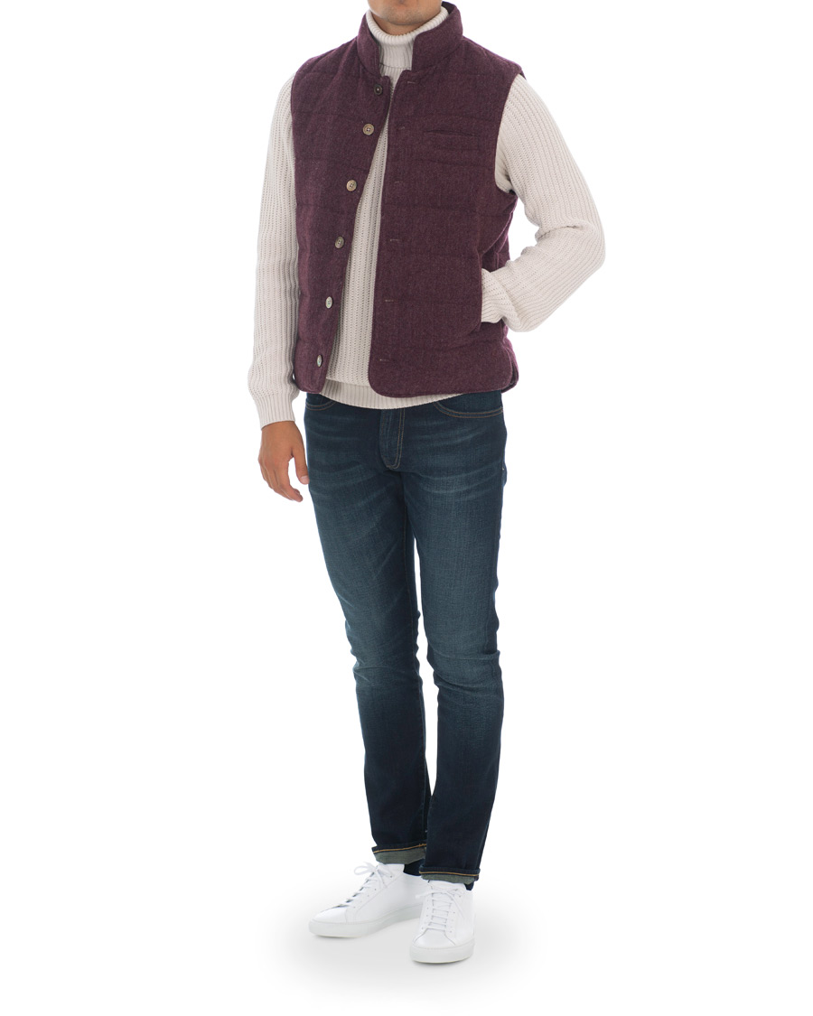 Heren | Jassen | Stenströms | Quilted Herringbone Wool Vest Red