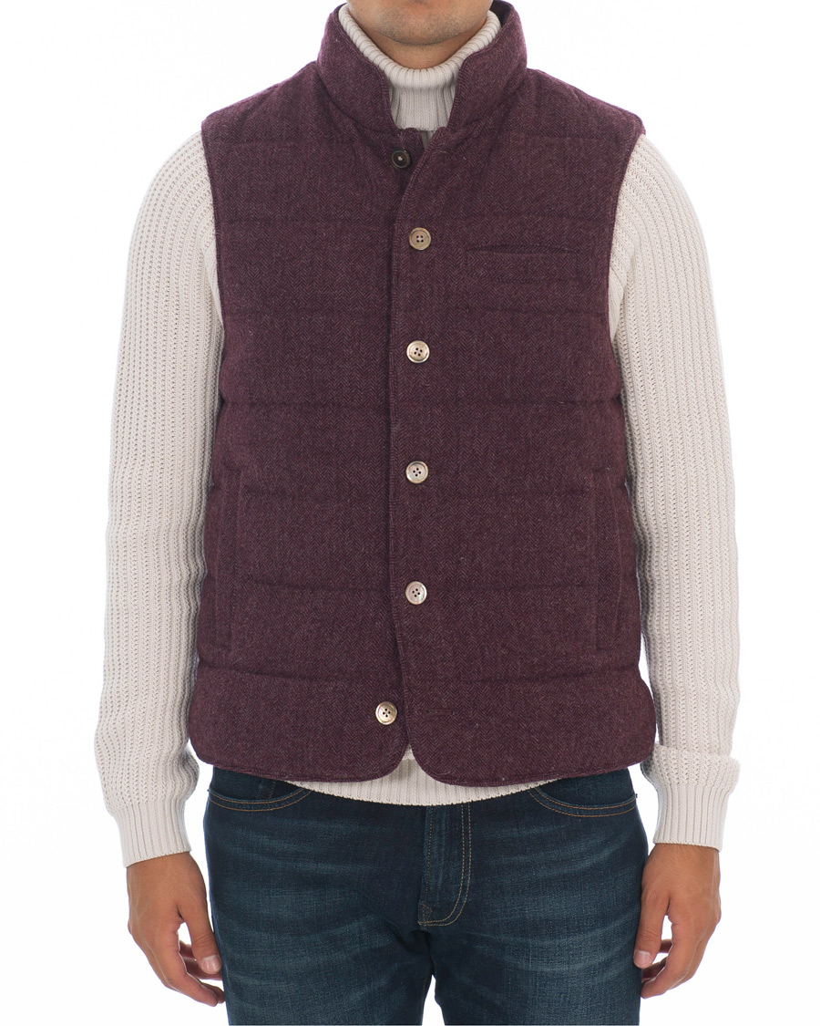 Heren | Jassen | Stenströms | Quilted Herringbone Wool Vest Red