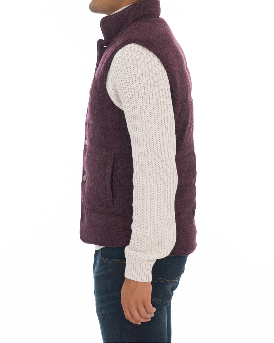 Heren | Jassen | Stenströms | Quilted Herringbone Wool Vest Red