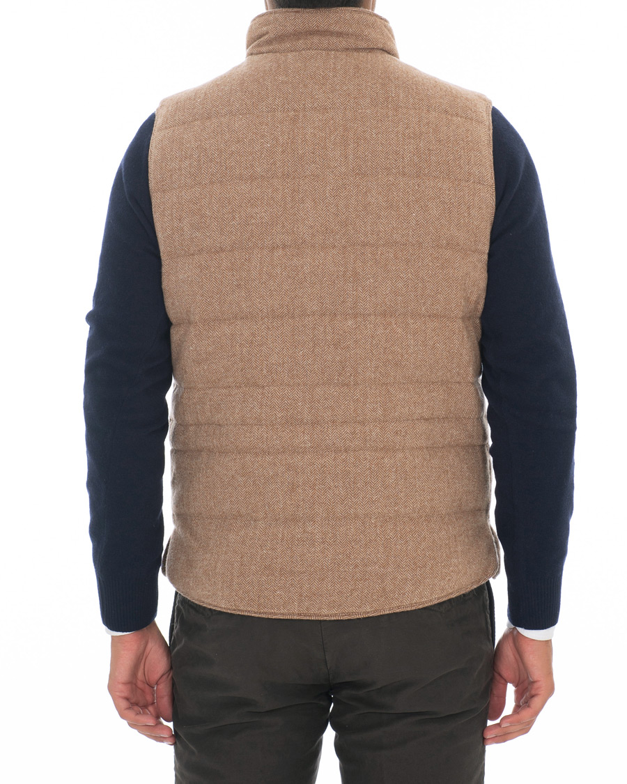 Heren | Jassen | Stenströms | Quilted Herringbone Wool Vest Beige