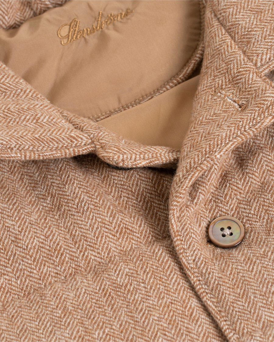 Heren | Jassen | Stenströms | Quilted Herringbone Wool Vest Beige
