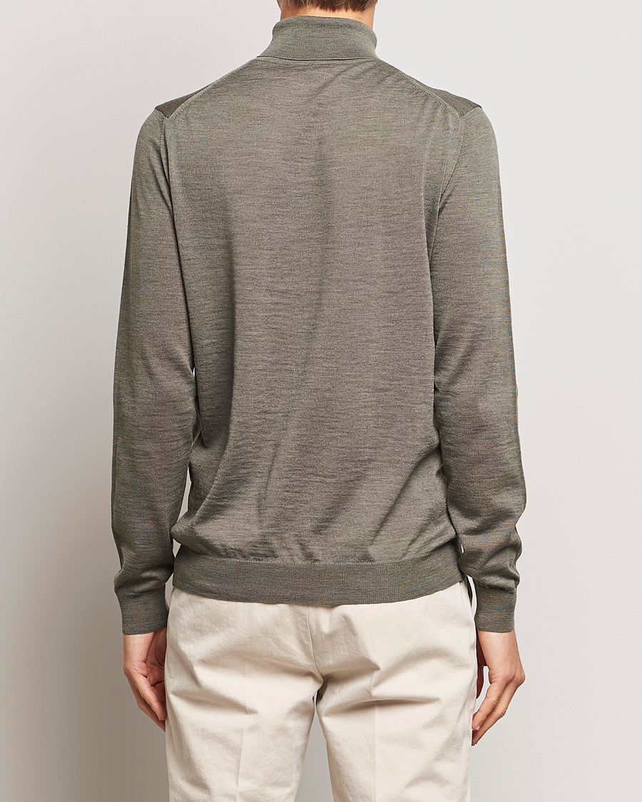 Heren | Truien | Stenströms | Fine Merino Rollneck Olive