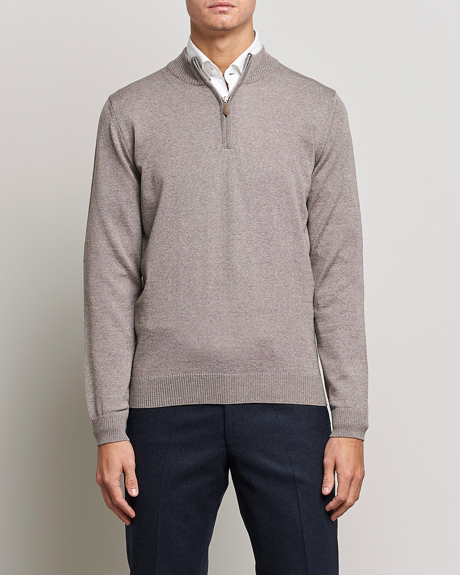 Heren | Half-zip | Stenströms | Merino Half Zip Mud Brown