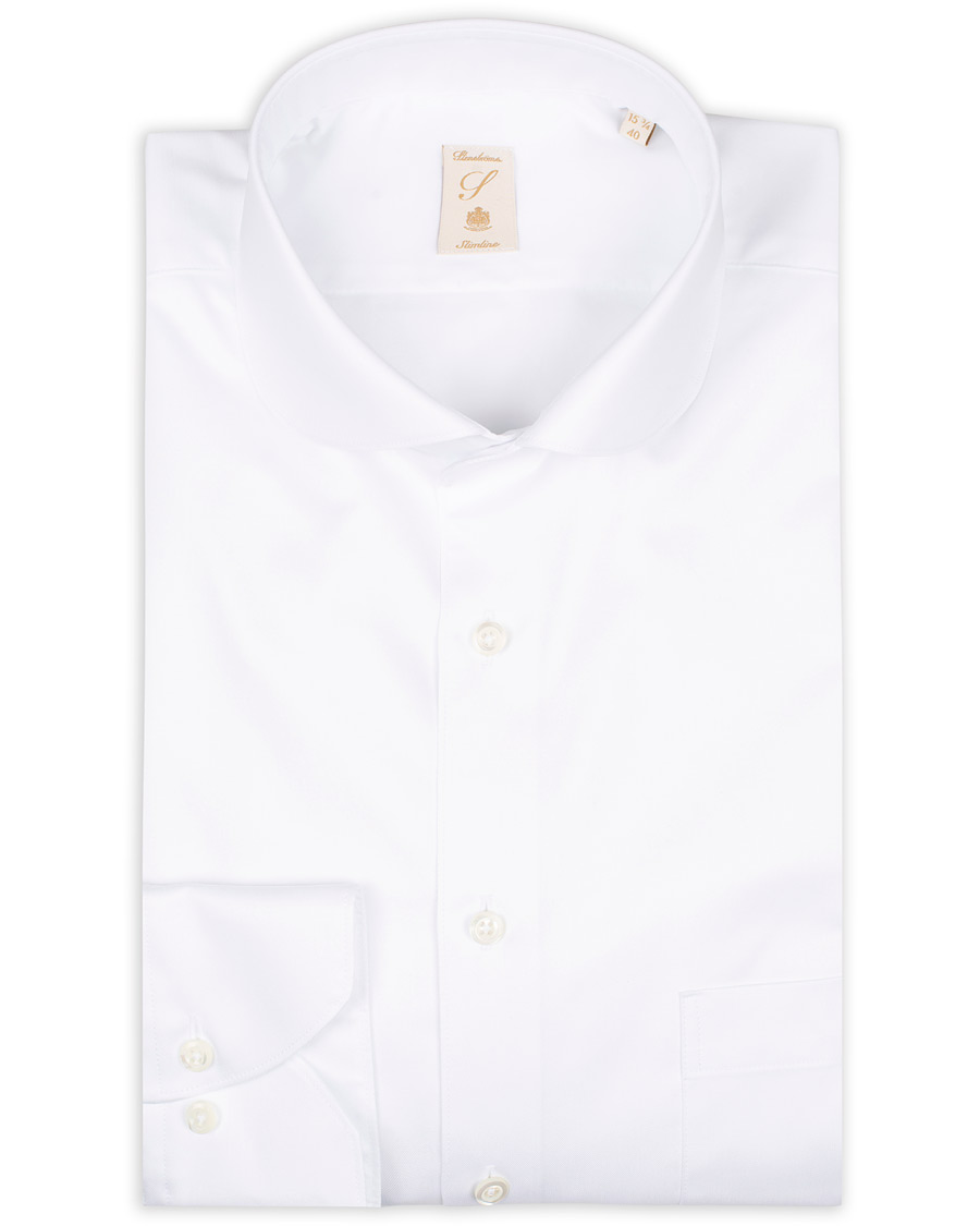 Heren | Overhemden | Stenströms | Slimline Club Collar Shirt White