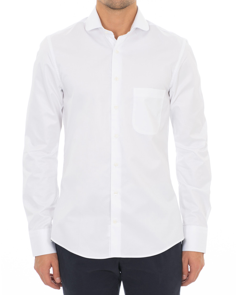 Heren | Overhemden | Stenströms | Slimline Club Collar Shirt White