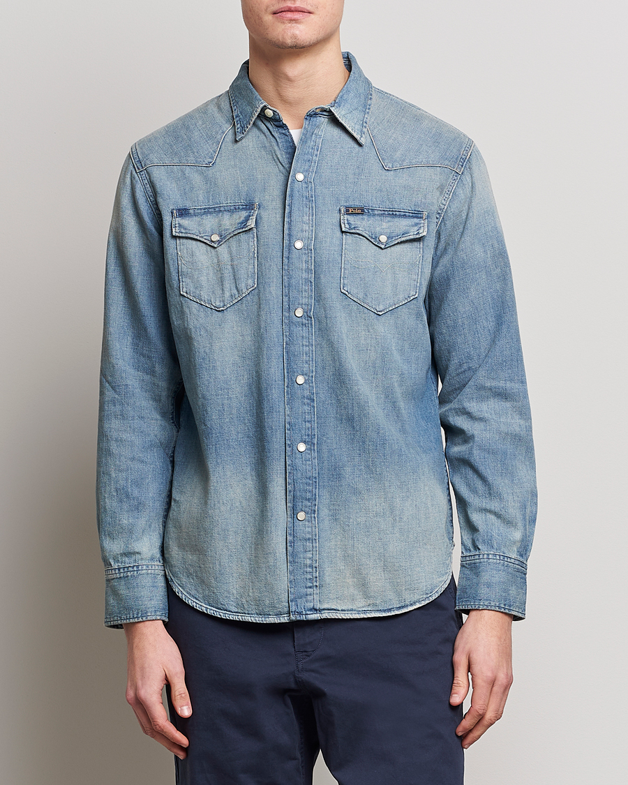 Men | Denim Shirts | Polo Ralph Lauren | Icon Wester Denim Shirt Light Blue