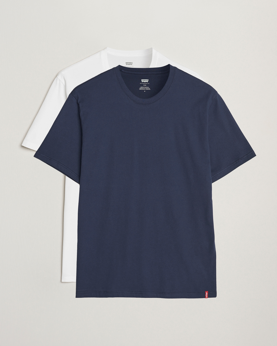 Heren | T-shirts | Levi's | 2-Pack Crew Neck T-Shirt Navy/White