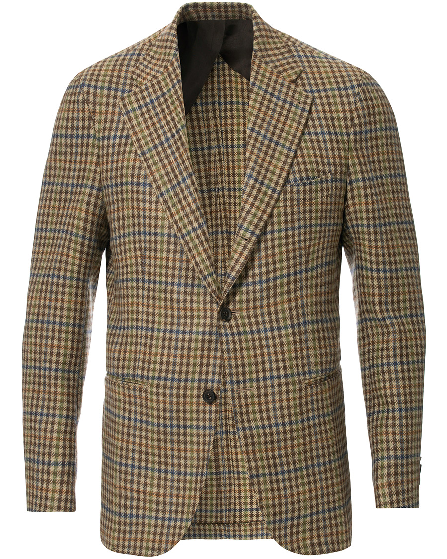 Heren | Blazers | Berg&Berg | Dan II Gun Club Check Wool Blazer Brown/Olive
