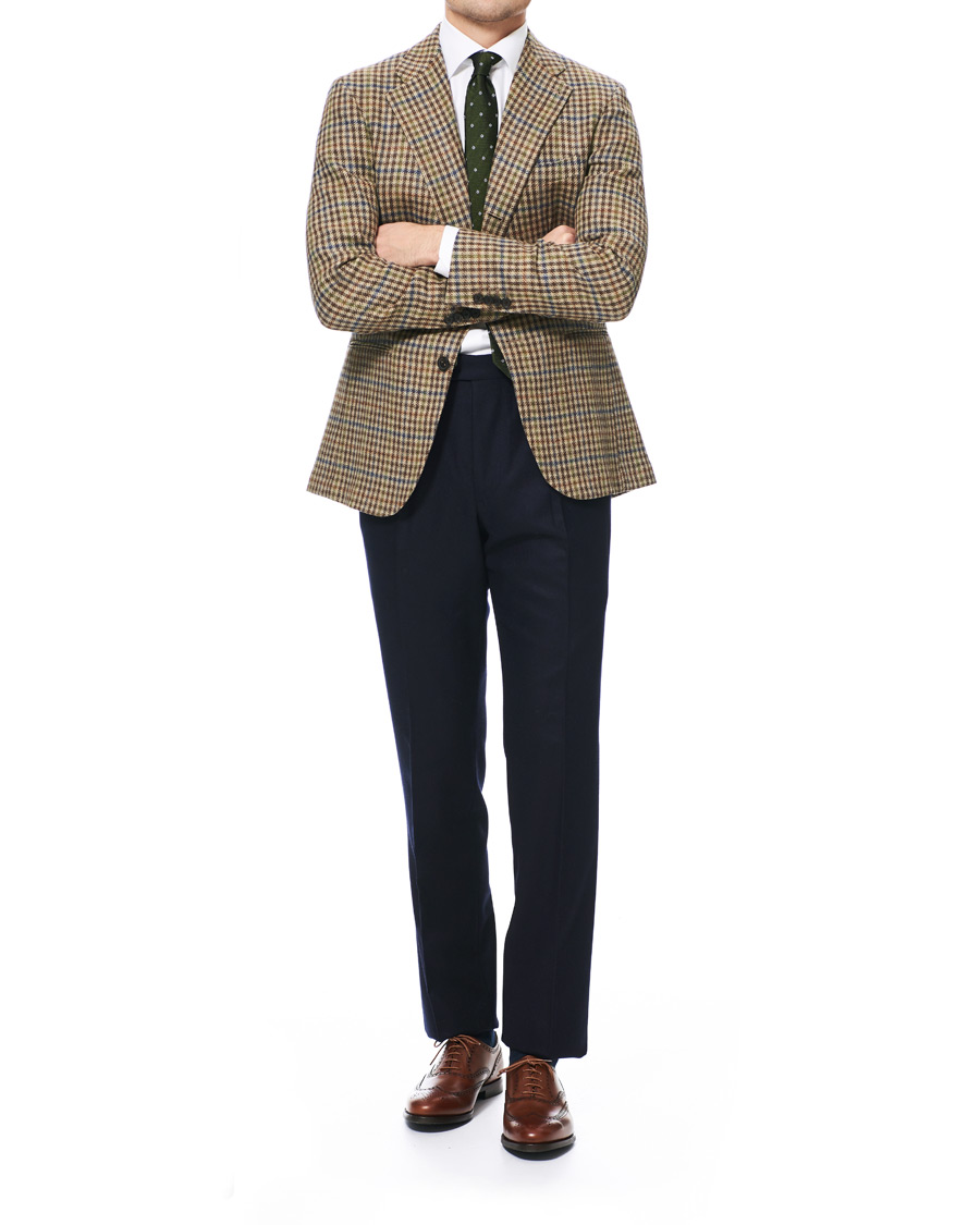 Heren | Blazers | Berg&Berg | Dan II Gun Club Check Wool Blazer Brown/Olive