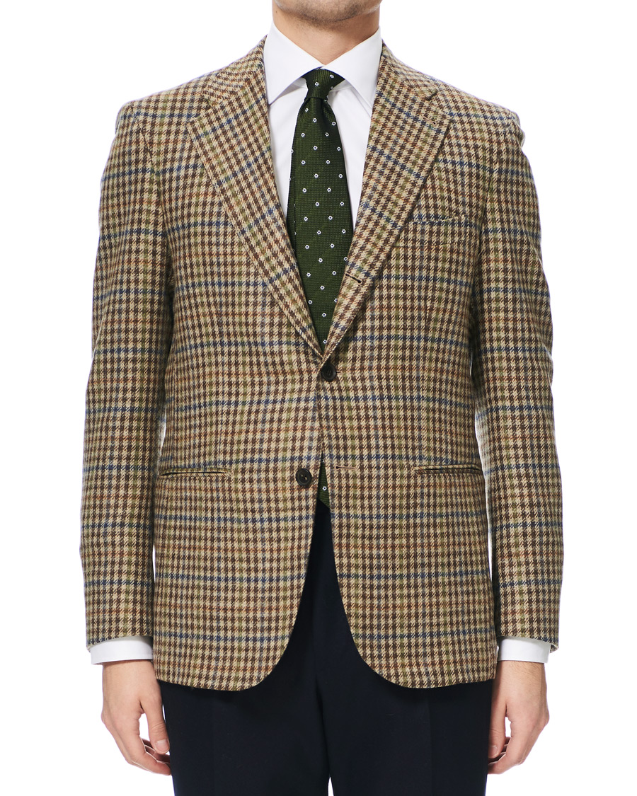 Heren | Blazers | Berg&Berg | Dan II Gun Club Check Wool Blazer Brown/Olive