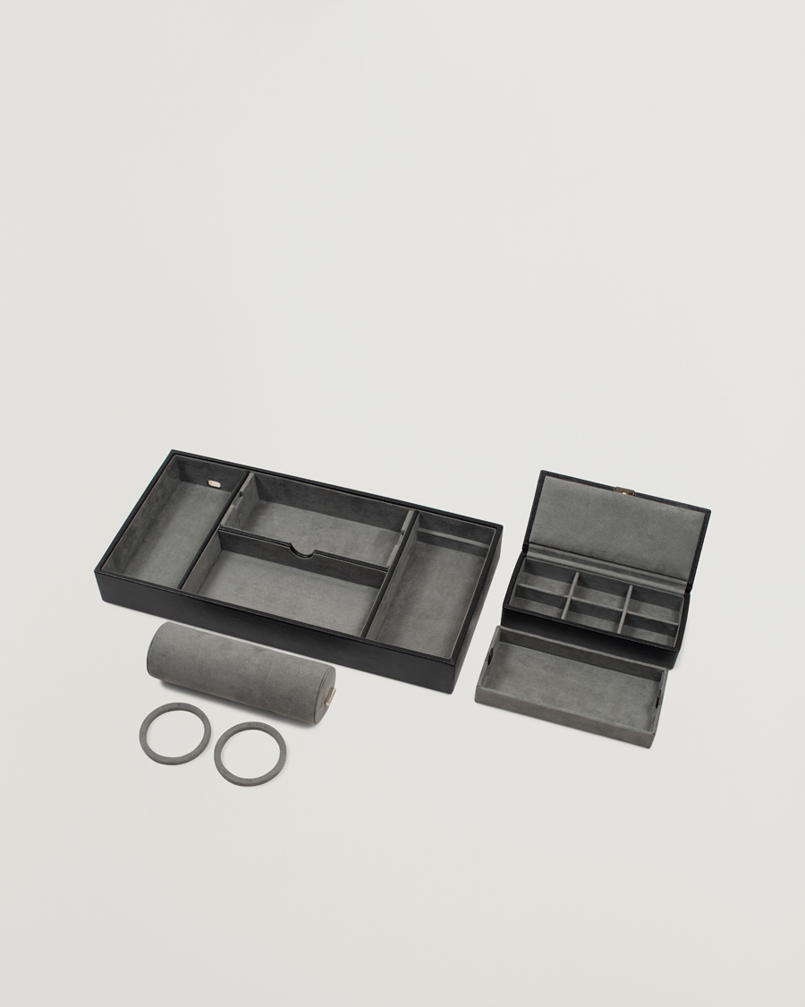 Heren | Horloge & juwelendozen | WOLF | Howard Valet Tray with Cuff Black/Grey Pebble