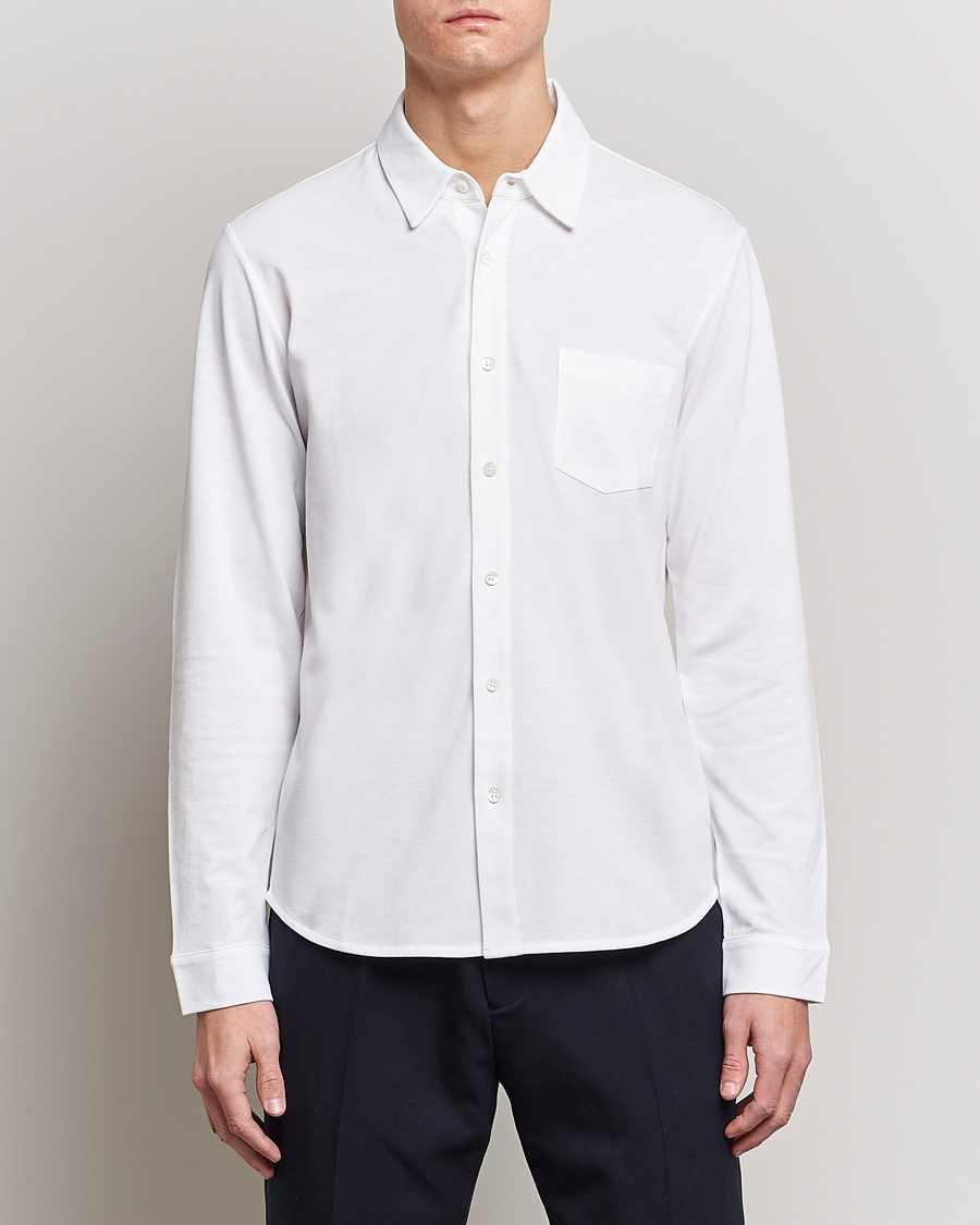 Heren | Sunspel | Sunspel | Long Sleeve Pique Shirt White