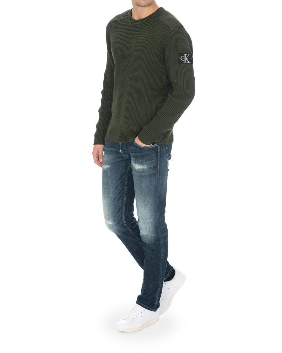 Heren | Truien | Calvin Klein Jeans | Knitted Monogram Sleeve Badge Crew Neck Deep Depths