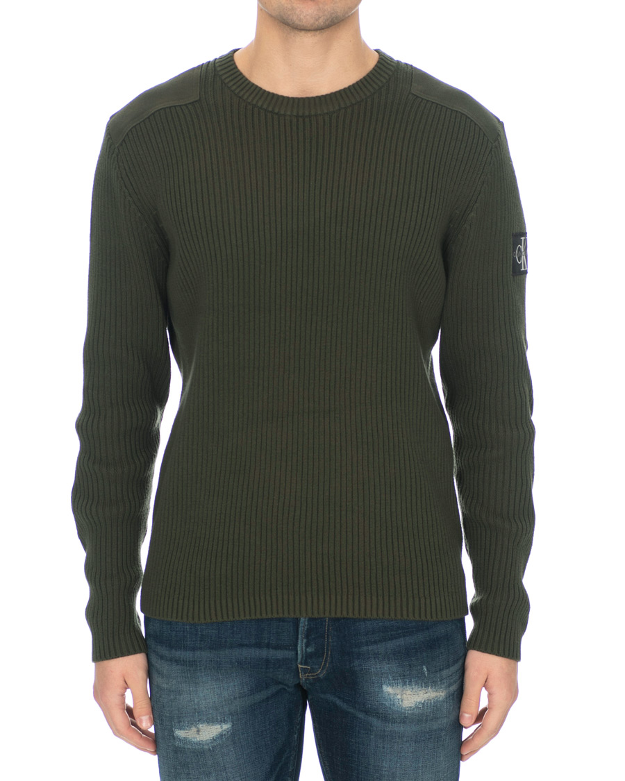 Heren | Truien | Calvin Klein Jeans | Knitted Monogram Sleeve Badge Crew Neck Deep Depths