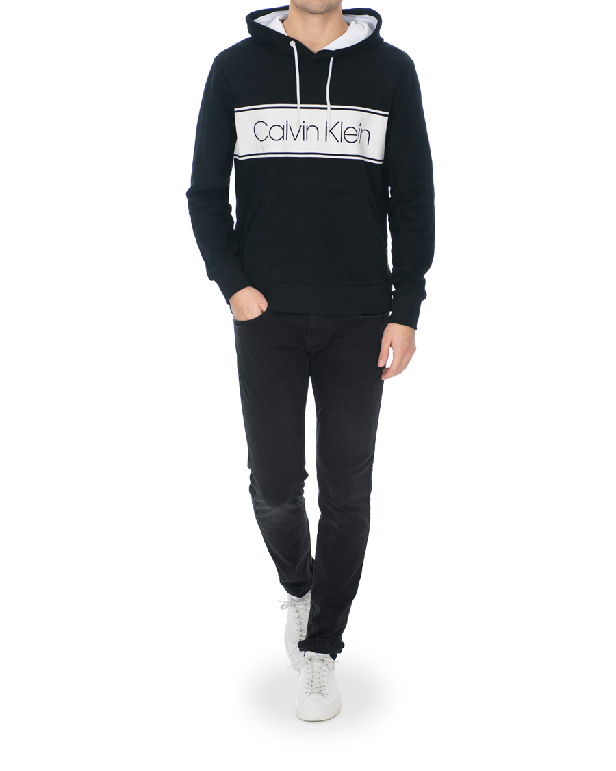 Heren | Truien | Calvin Klein | Logo Stripe Hoodie Black
