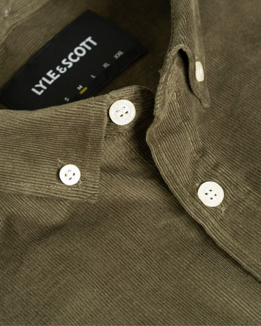 Heren | Overhemden | Lyle & Scott | Baby Corduroy Shirt Olive Green