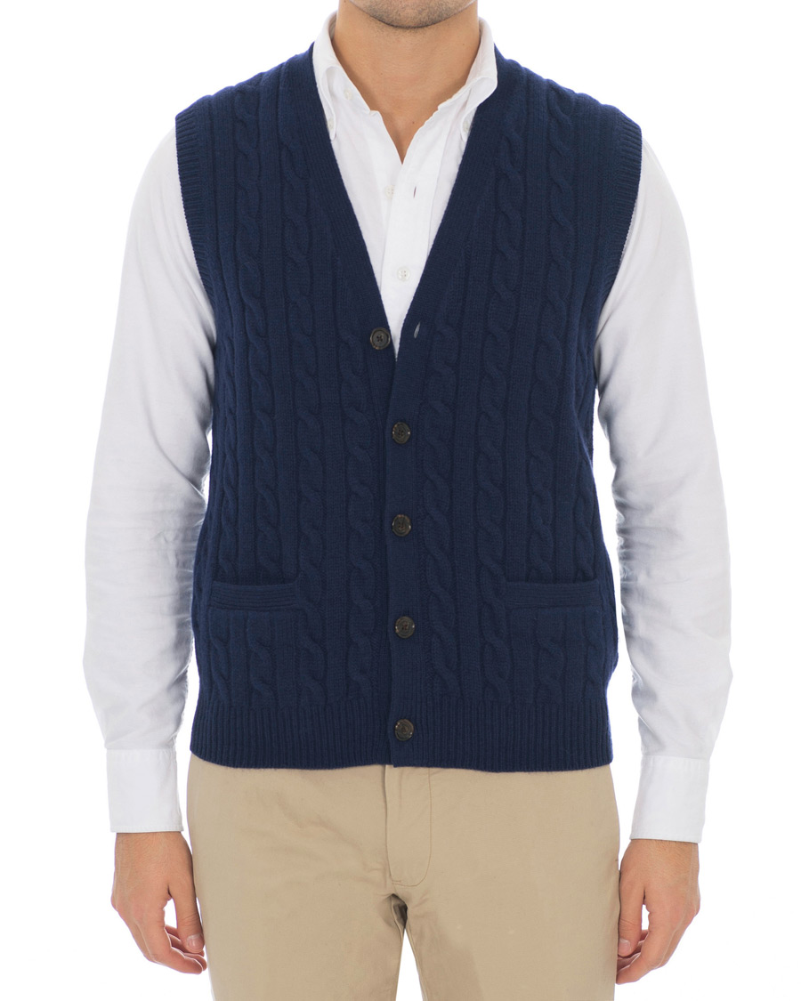 Heren | Truien | Polo Ralph Lauren | Cotton Cashmere Cable Slipover Newport Navy