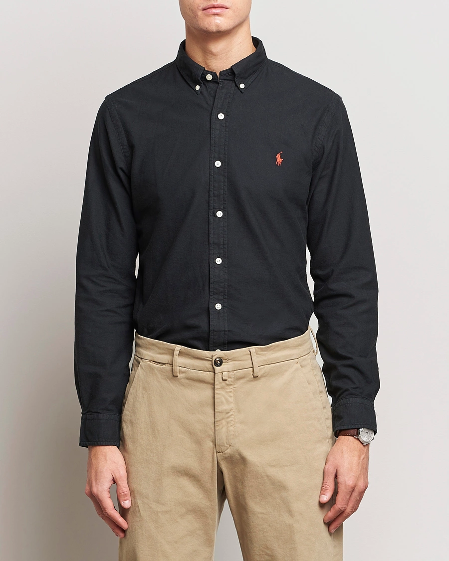 Heren | Oxford overhemden | Polo Ralph Lauren | Slim Fit Garment Dyed Oxford Shirt Polo Black