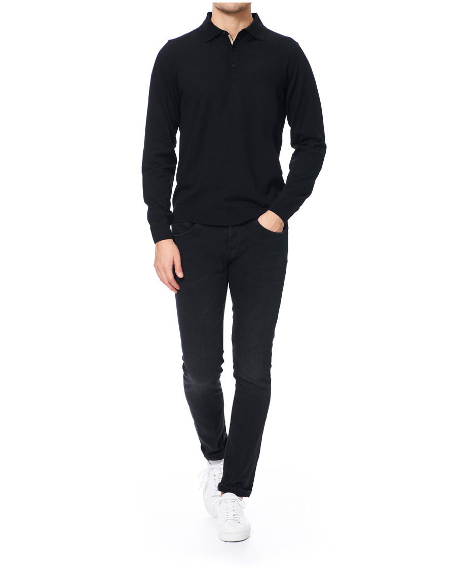 Heren | Truien | BOSS BLACK | BOSS Grayson Extra Fine Merino Knitted Poloshirt Black