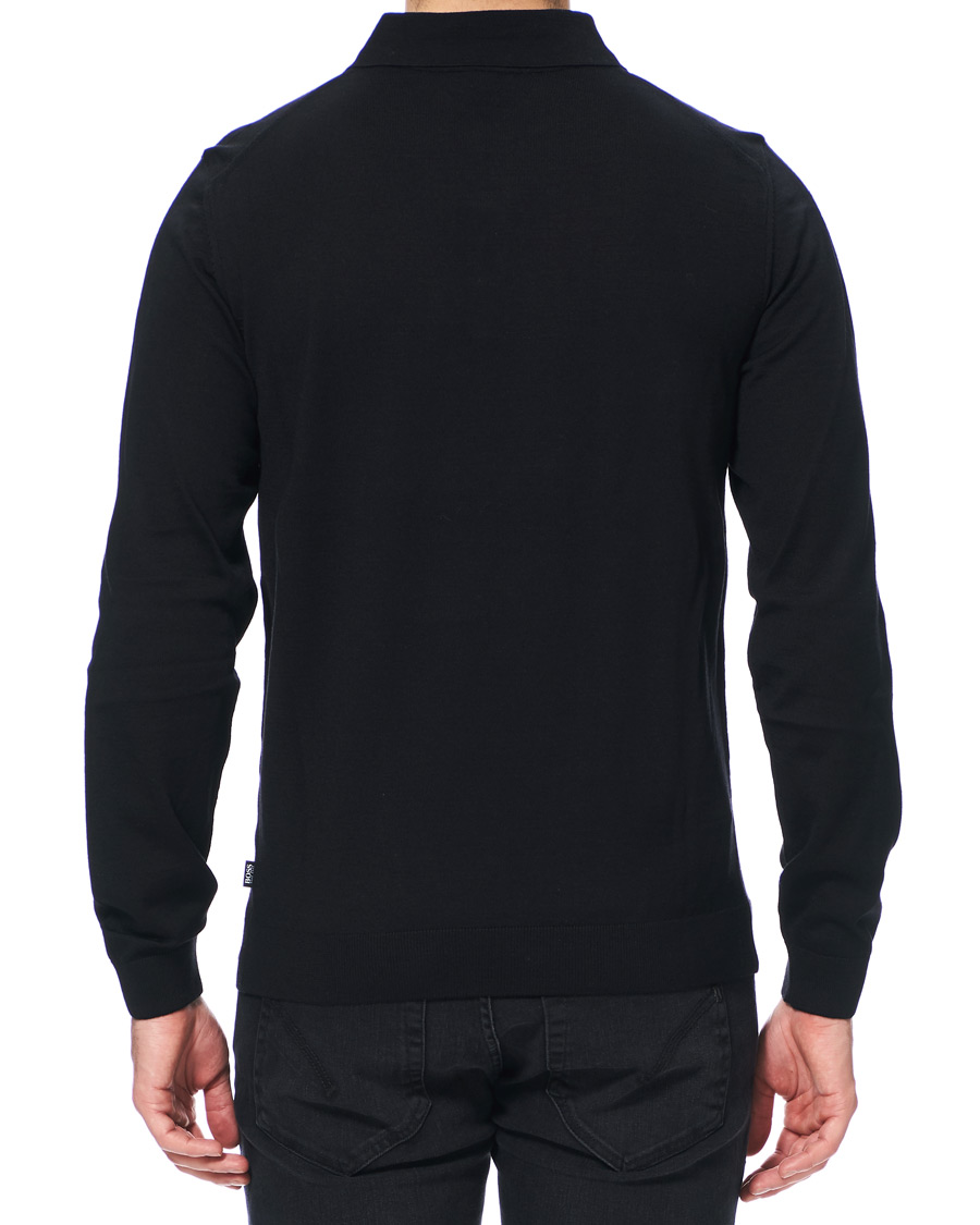 Heren | Truien | BOSS BLACK | BOSS Grayson Extra Fine Merino Knitted Poloshirt Black