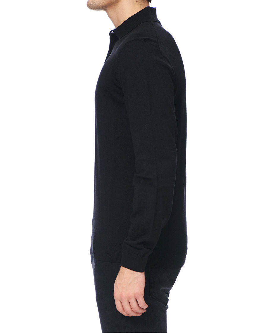Heren | Truien | BOSS BLACK | BOSS Grayson Extra Fine Merino Knitted Poloshirt Black