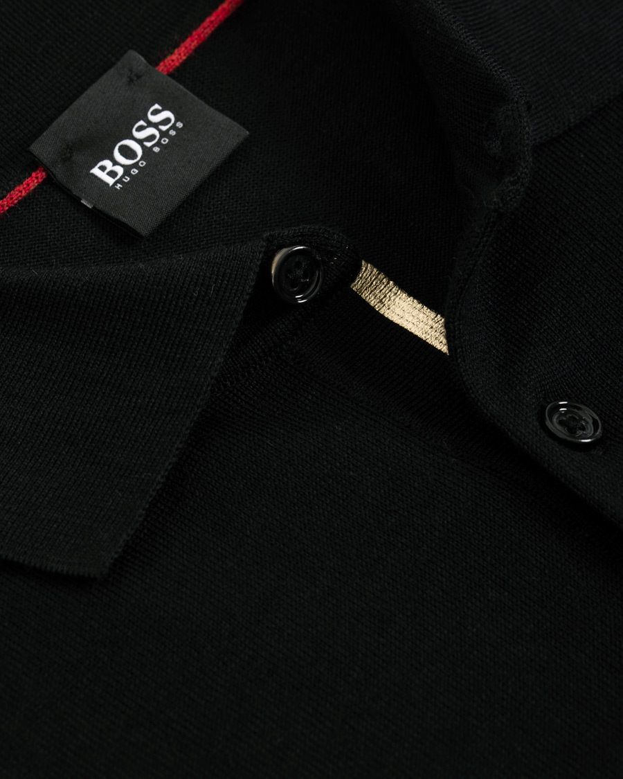Heren | Truien | BOSS BLACK | BOSS Grayson Extra Fine Merino Knitted Poloshirt Black