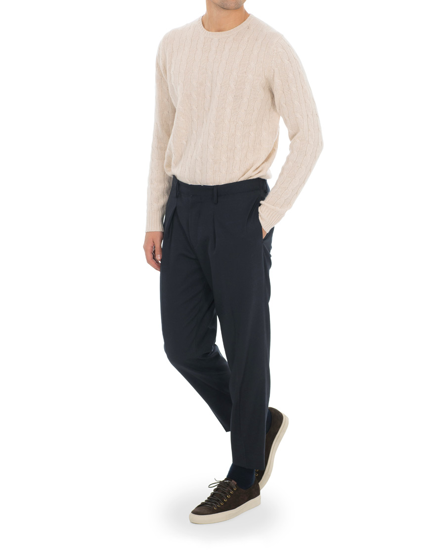 Heren | Broeken | Tiger of Sweden | Tarine Cropt Pleated Trousers Navy