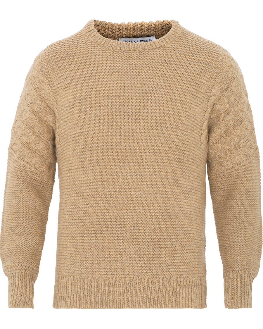 Heren | Truien | Tiger of Sweden | Pike Wool Structured Knitted Sweatshirt Beige