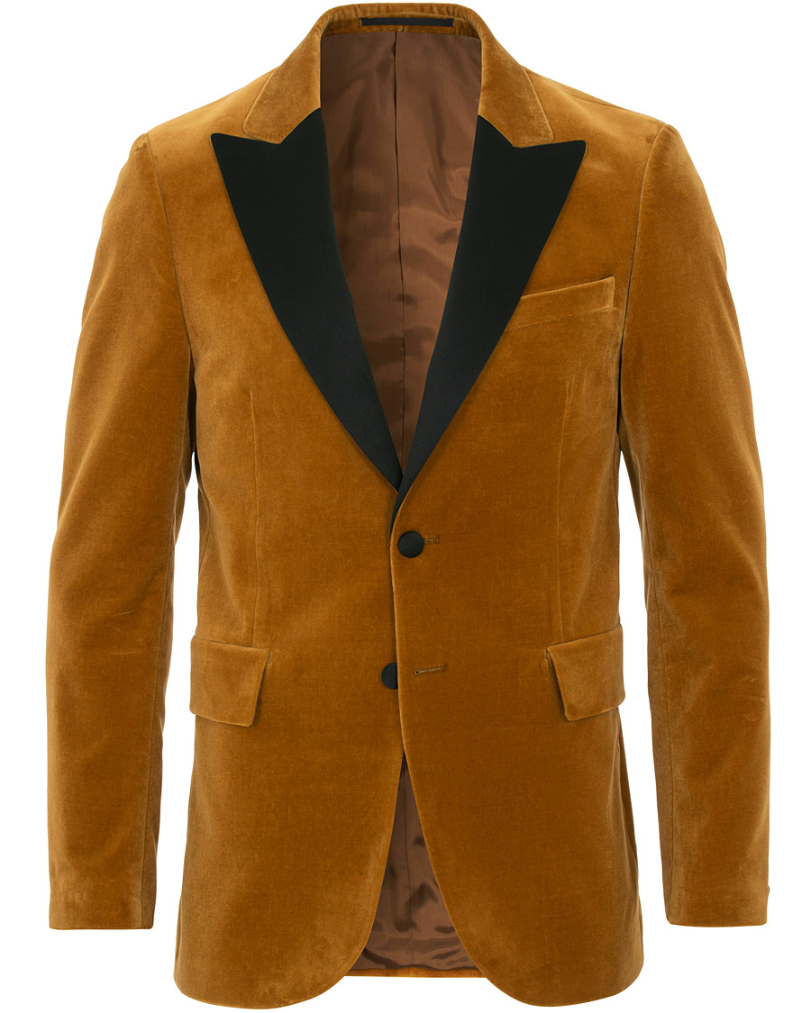 Heren | Blazers | Tiger of Sweden | 1903 Velvet Tuxedo Blazer Mustard