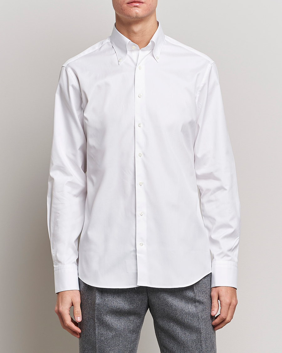 Heren | Overhemden | Stenströms | Fitted Body Button Down Shirt White