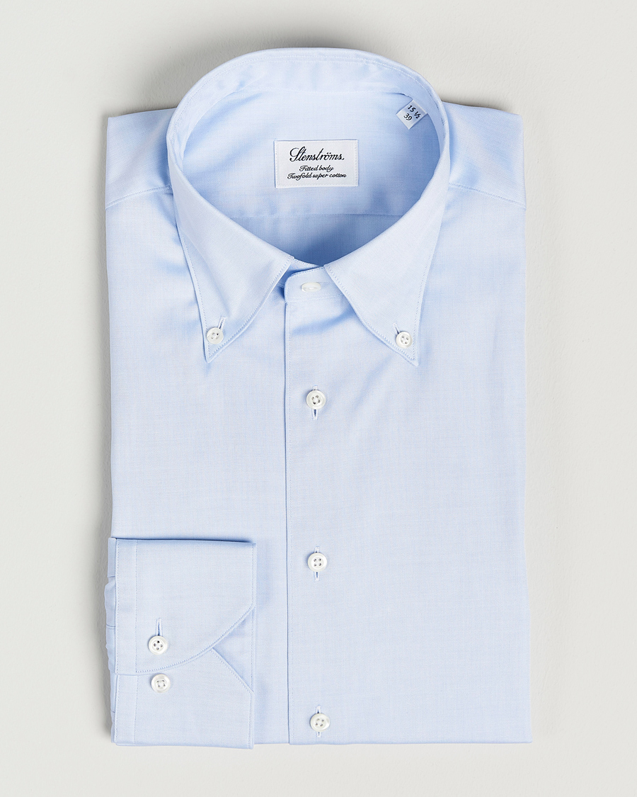 Heren | Zakelijke overhemden | Stenströms | Fitted Body Button Down Shirt Light Blue