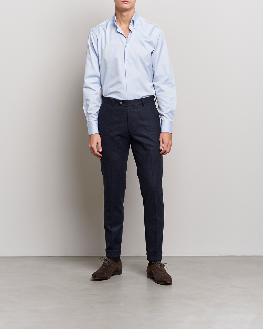 Heren | Zakelijke overhemden | Stenströms | Fitted Body Button Down Shirt Light Blue