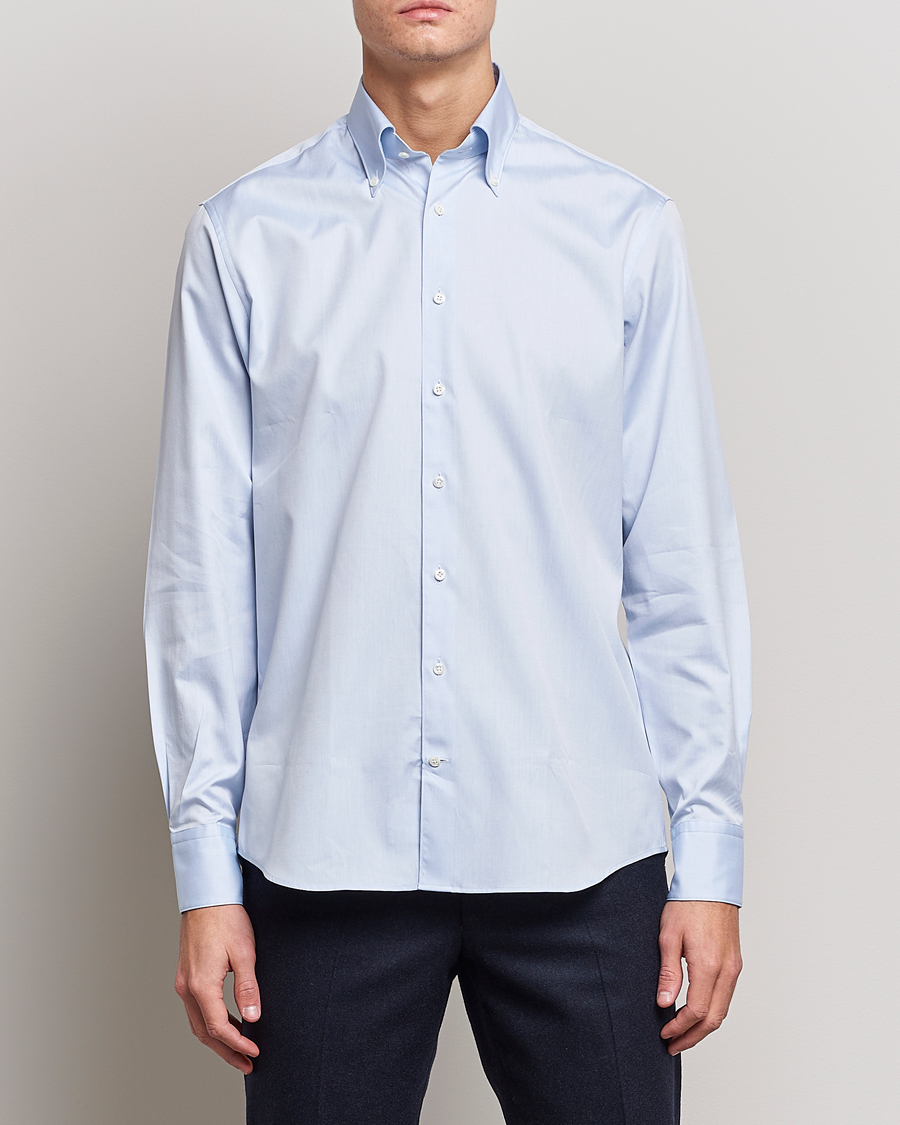 Heren | Zakelijke overhemden | Stenströms | Fitted Body Button Down Shirt Light Blue