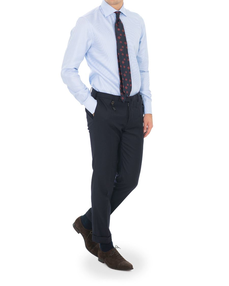 Heren | Overhemden | Stenströms | Slimline Houndstooth Shirt Blue