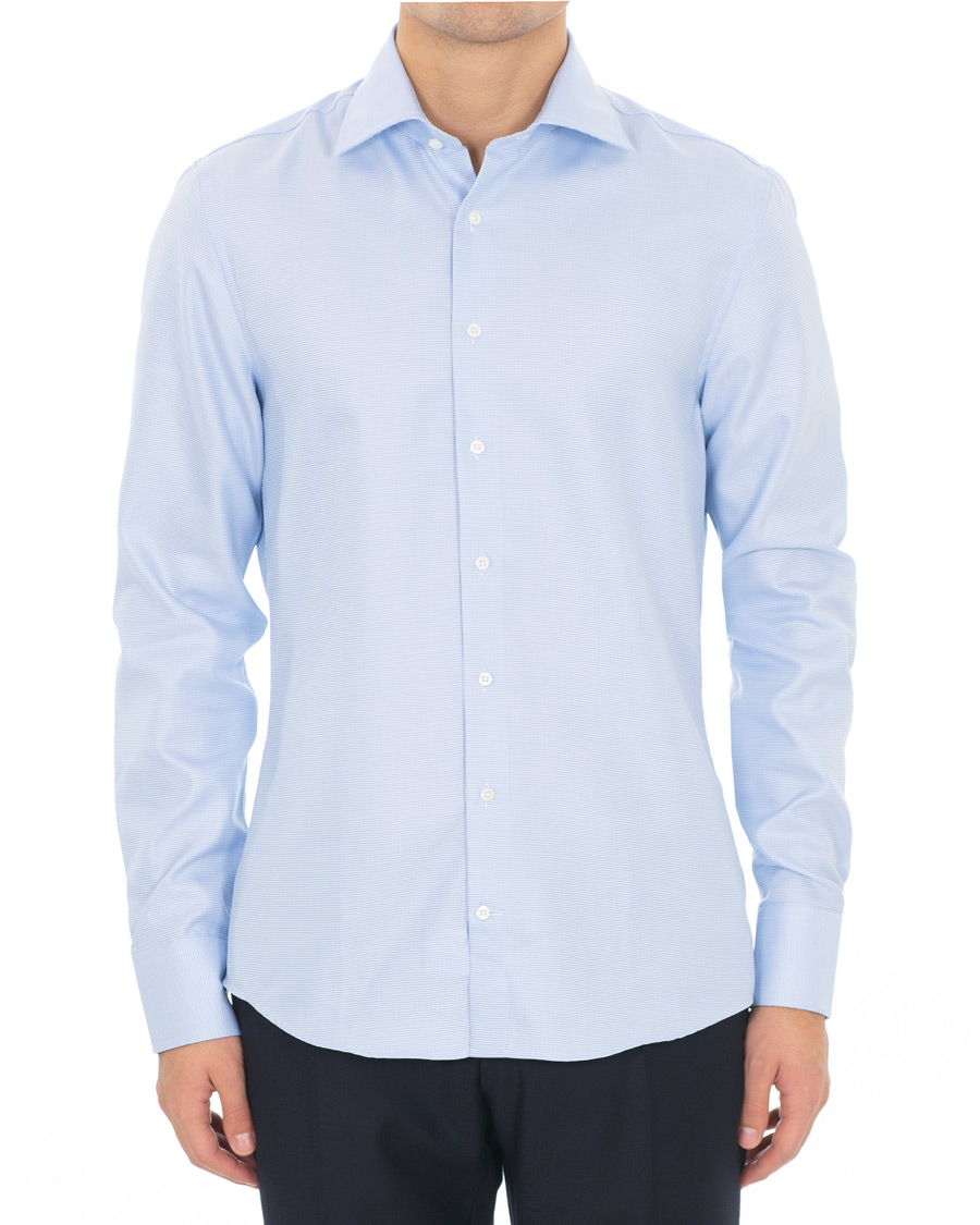 Heren | Overhemden | Stenströms | Slimline Houndstooth Shirt Blue