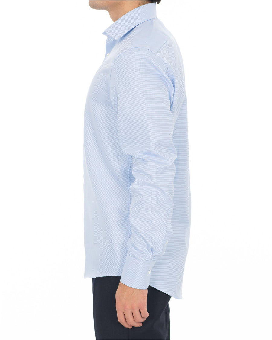 Heren | Overhemden | Stenströms | Slimline Houndstooth Shirt Blue