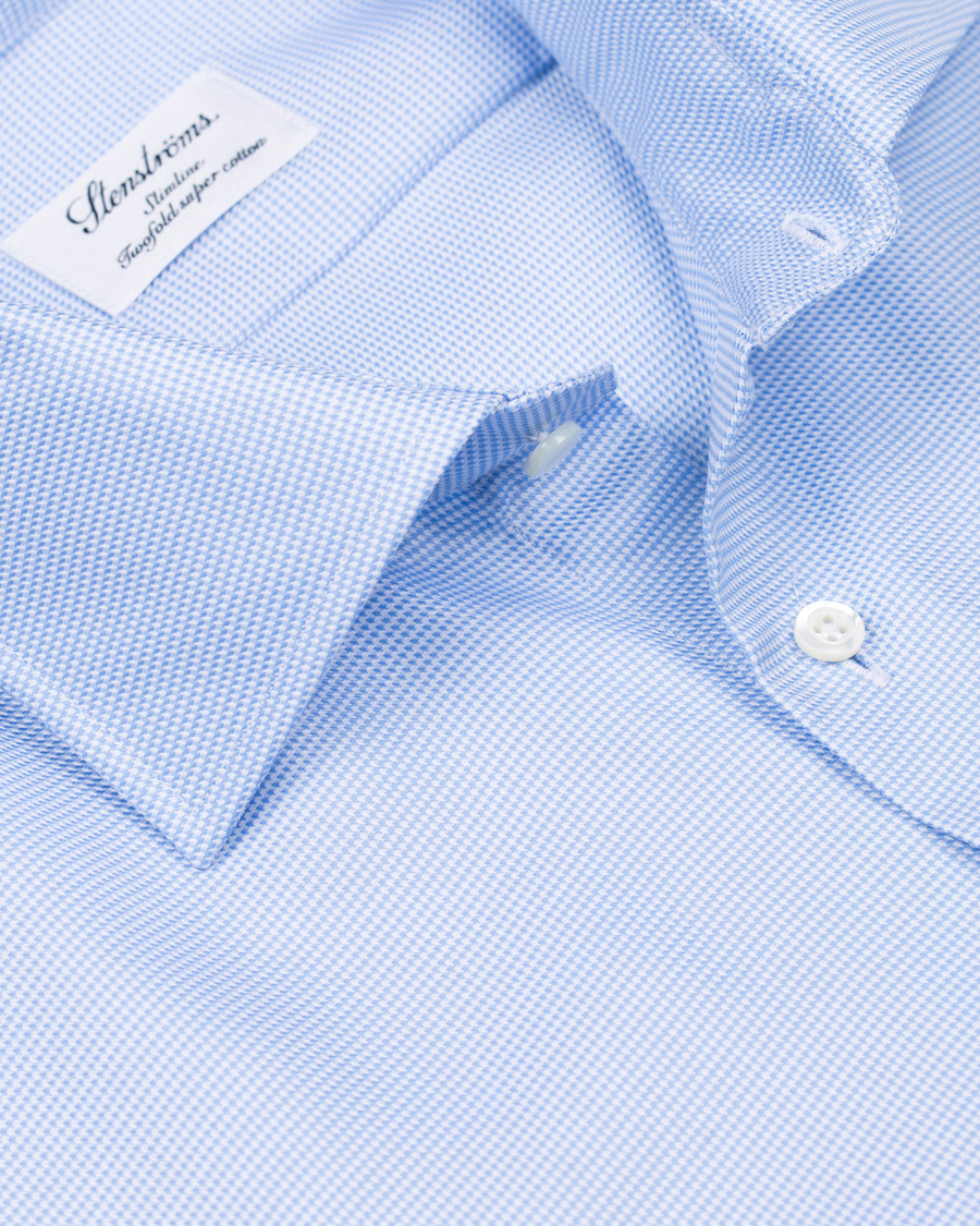 Heren | Overhemden | Stenströms | Slimline Houndstooth Shirt Blue