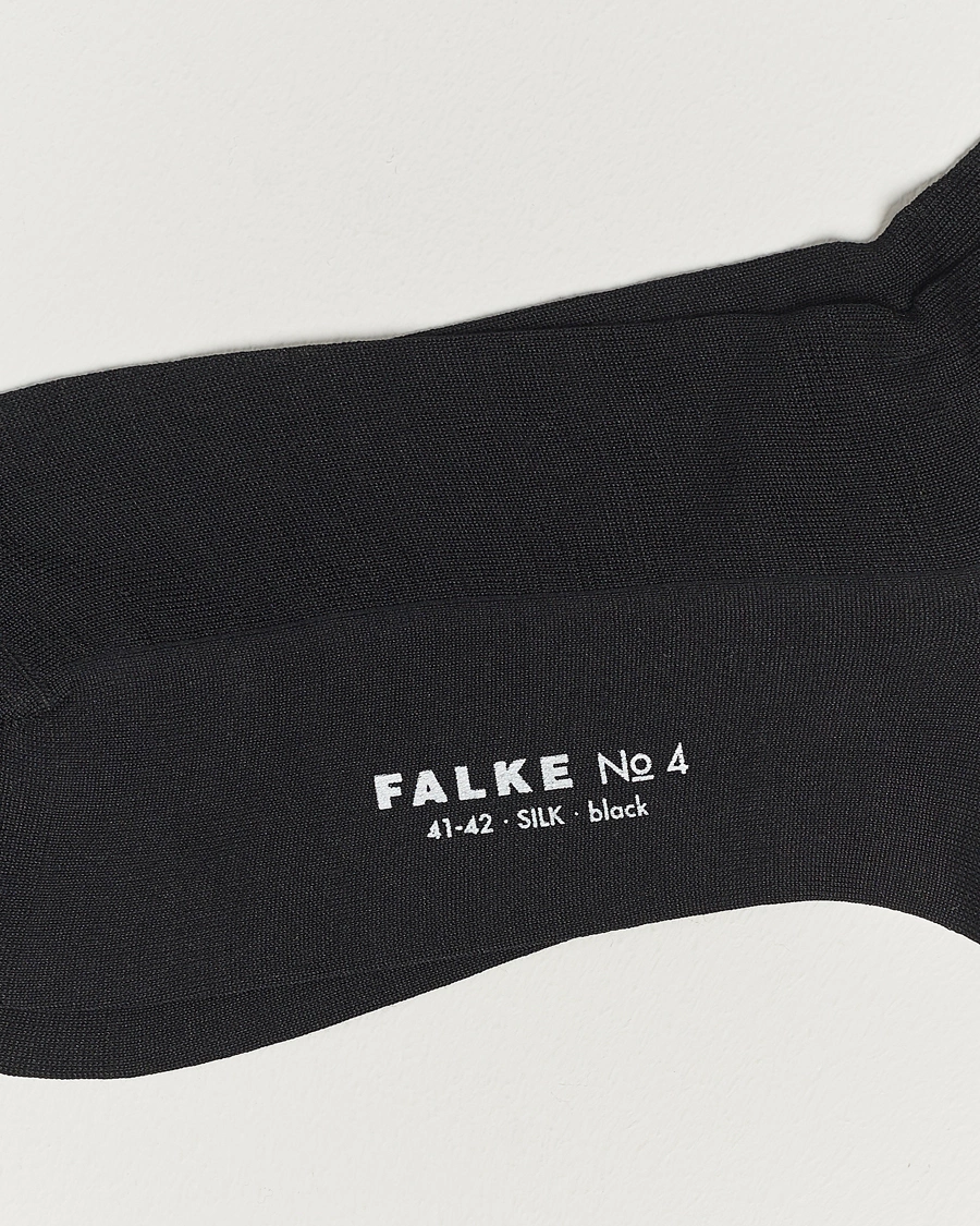 Heren | Kniekousen | Falke | No. 4 Pure Silk Socks Black