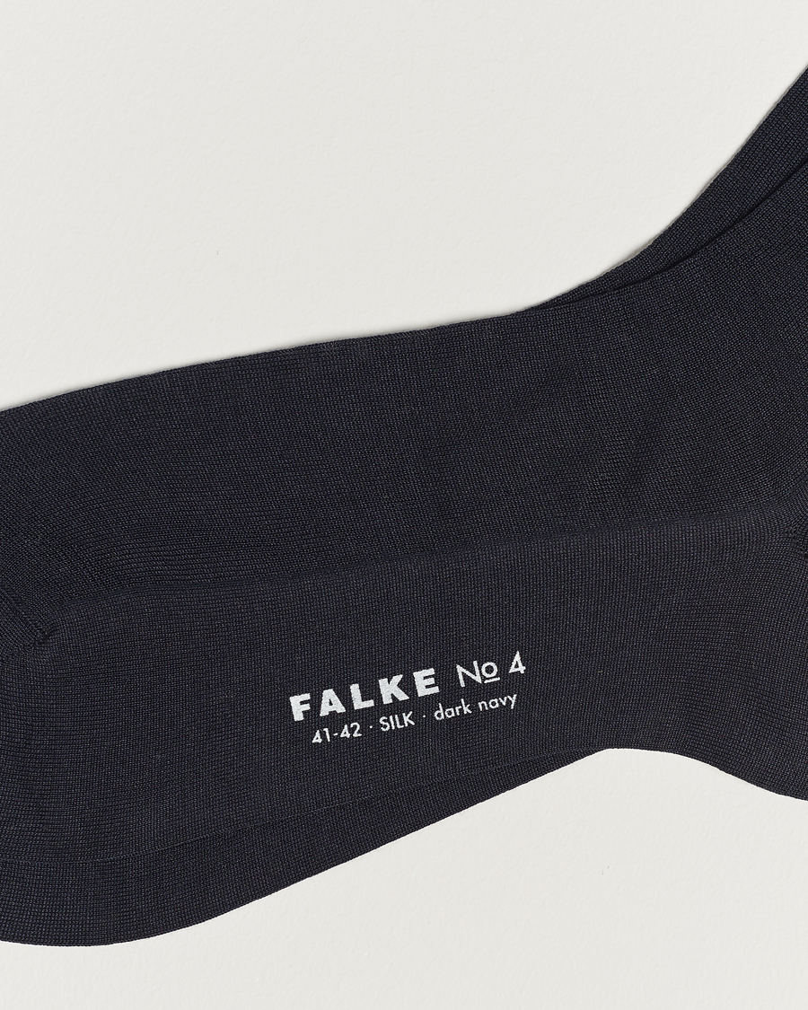 Heren |  | Falke | No. 4 Pure Silk Socks Dark Navy