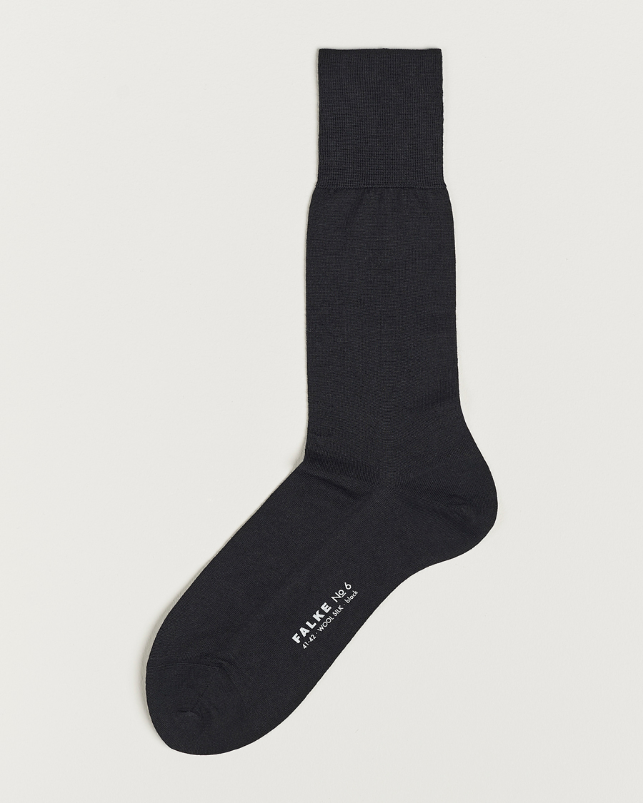 Heren |  | Falke | No. 6 Finest Merino & Silk Socks Black