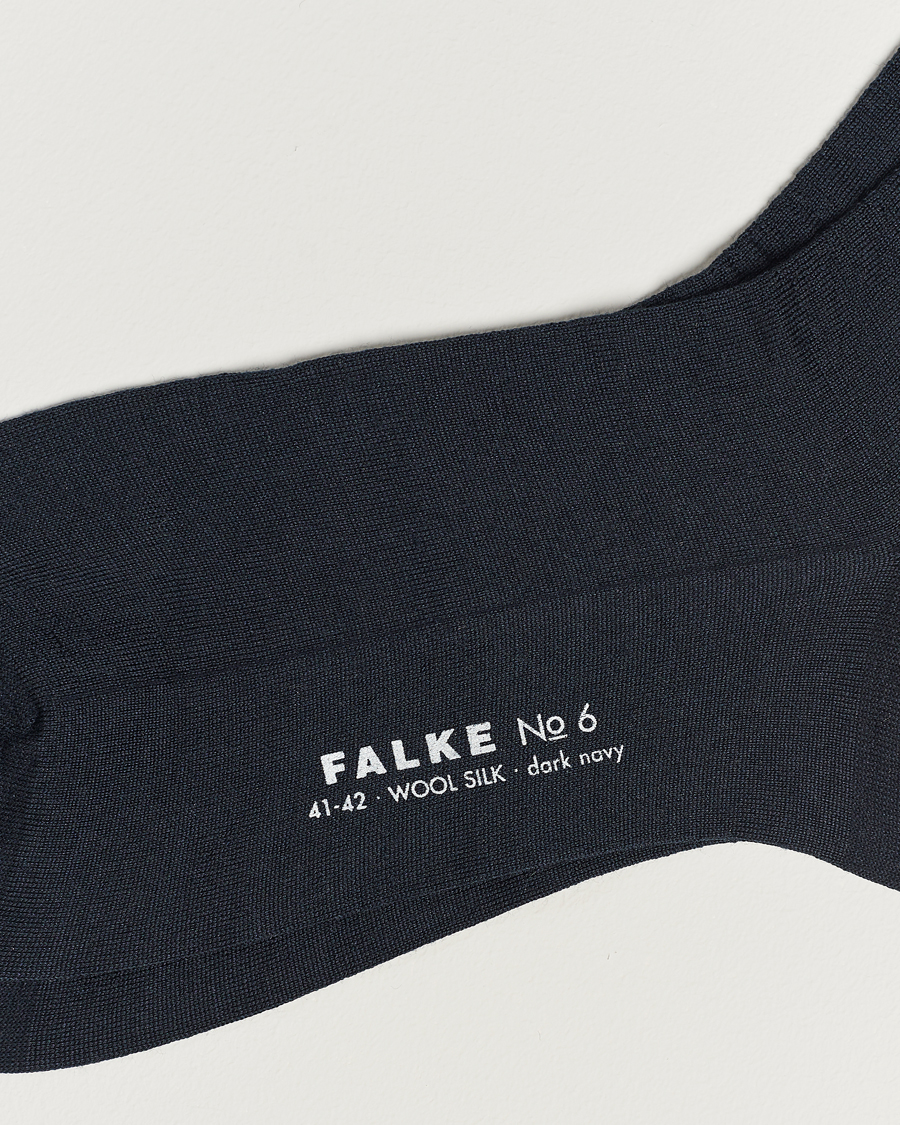 Heren | Merina wol sokken | Falke | No. 6 Finest Merino & Silk Socks Dark Navy