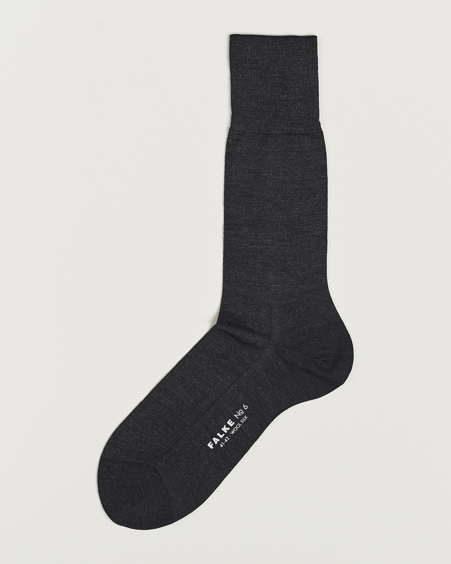 Heren | Ondergoed | Falke | No. 6 Finest Merino & Silk Socks Anthracite Melange