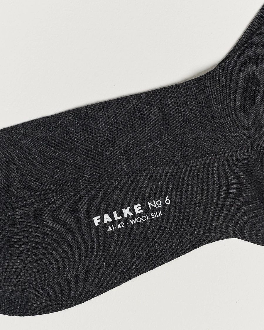 Heren | Merina wol sokken | Falke | No. 6 Finest Merino & Silk Socks Anthracite Melange