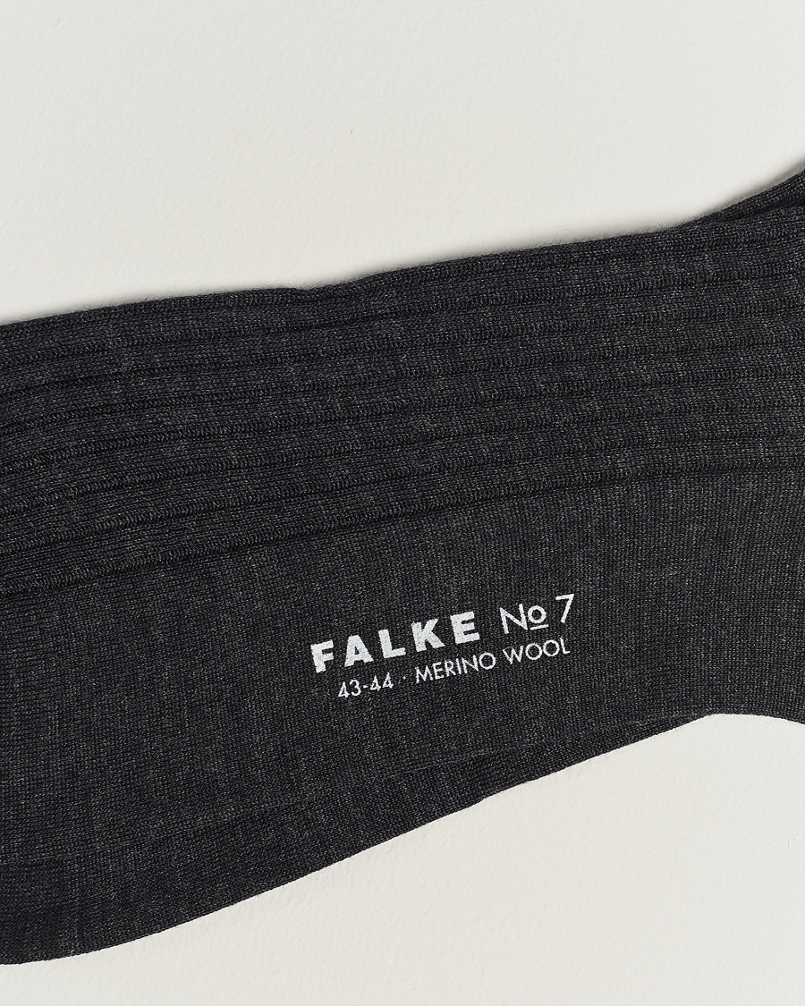 Heren | Sokken | Falke | No. 7 Finest Merino Ribbed Socks Anthracite Melange